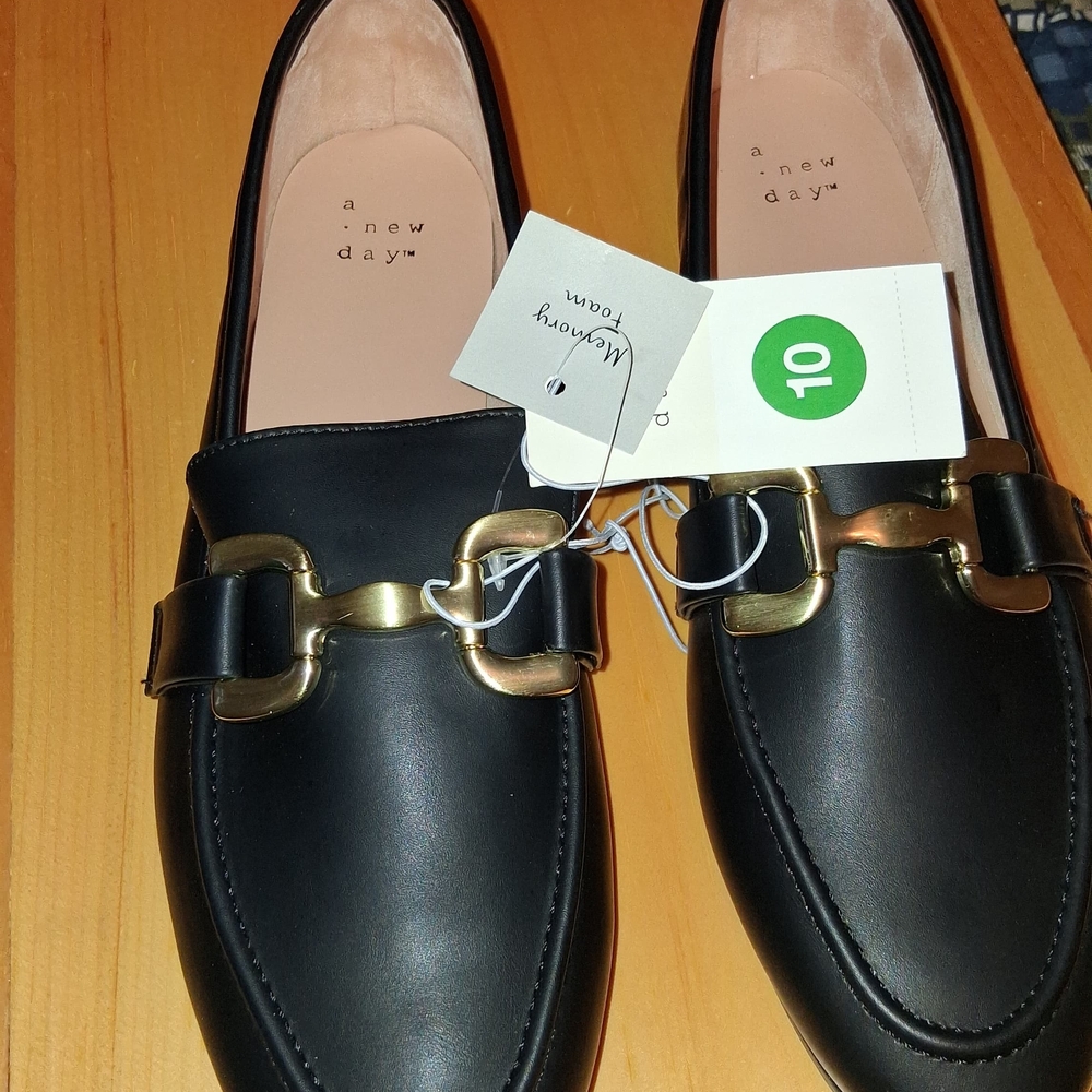 A New Day Men's Black Loafers with Gold Accent